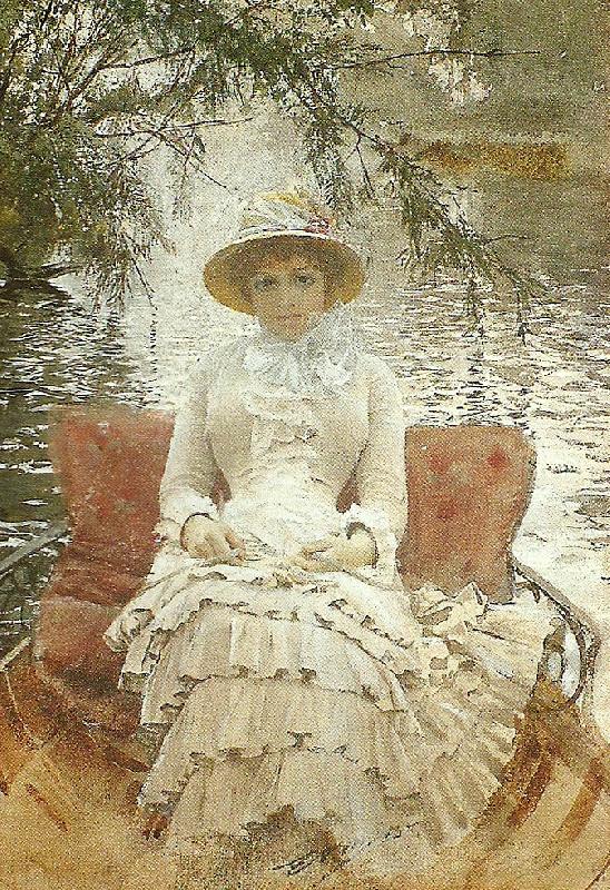 Anders Zorn pa themsen oil painting picture